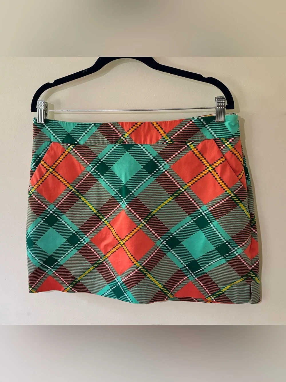 LOUDMOUTH Ladies GOLF SKORT skirt PLAID size 10 MINI ORANGE